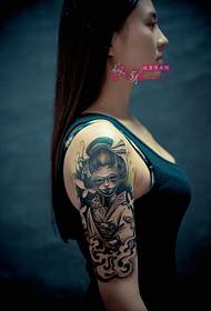 Beauty geisha lucky cat arm tattoo picture