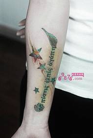 Dromerige ster Engels Arm Tattoo foto