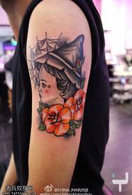 Modello di tatuaggio rosa braccio ragazza di colore