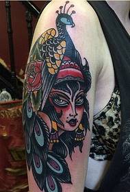 Rameno páv dievča tetovanie vzor obrázok