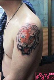 Man lengan harimau liar gambar tato