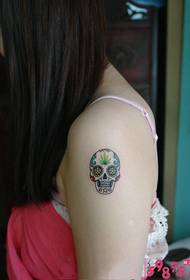 Skønhed arm farve lille kranium tatovering billede