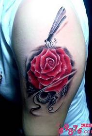 Personalized arm fashion good-looking roses and dragonfly tattoo pictures