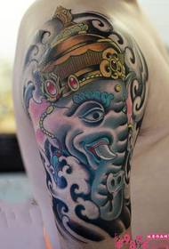 Väri elefantti jumala rikas käsi tatuointi kuva