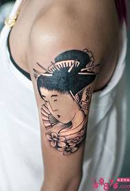 Gambar geisha tatu lengan perlindungan Jepun