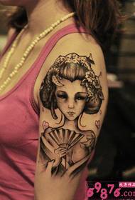 Japanese Geisha Girl Arm Tattoo Picture