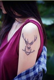 Fashion wanita lengan abu hitam antelope surat gambar tato gambar