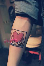 Running red heart creative arm tattoo picture