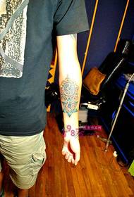 Retro kreatív pentagram kar tetoválás kép