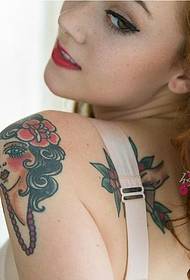 Europske i američke ljepote modne ruke portretne tetovaže slike