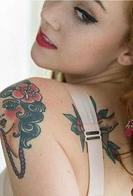European and American beauty fashion arm portrait tattoo pictures