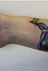 Moda femenina brazo hermoso colibrí tatuaje patrón foto