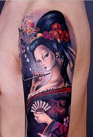 Mode manlig arm personlighet geisha tatuering mönster bild