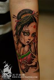 Arm color personalized geisha tattoo pattern