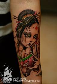 Modello di tatuaggio geisha personalizzato di colore del braccio