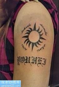 Sun totem text tattoo pattern