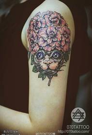 Head brokade barock stil katt tatuering mönster