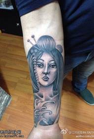 Arm black grey geisha tattoo picture