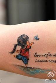 Kar színű kislány levél tetoválás minta