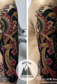 Armkleur Japanske geisha tatoetmuster