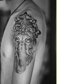 Persoonallisuus muoti käsivarsi musta harmaa elefantti jumala tatuointi kuvio kuva