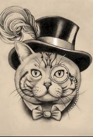 Jongens bewapenen prachtige gentleman cat tattoo manuscript foto foto