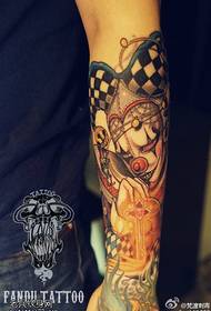 Arm color clown tattoo pattern