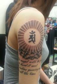 Girl Arm Lotus Sanskrit Gambar Pola Tato Inggris