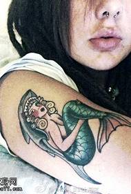 Arm color mermaid tattoo pattern