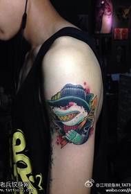 Arm color school personality shark tattoo pattern