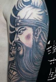 Īsta varoņa rokas Guan Gong tetovējums