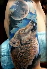 Patrón de tatuaje de cabeza de lobo de tendencia de brazo de personalidad dominante de moda