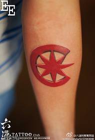 Oliefarve rød stjerne tatoveringsmønster