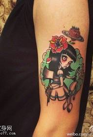 Кръгла цвят момиче роза татуировка снимка