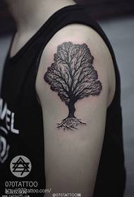 Braço ponto espinho cor sólida vida árvore tatuagem padrão