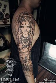 Arm black gray snowflake goddess tattoo pattern