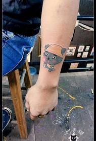 Arm karikatūra pelēks vilks tetovējums modelis