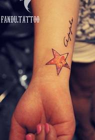 Arm color personality starry five-pointed star tattoo pattern