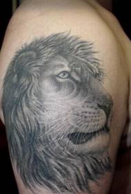 Arm cool black and white lion head tattoo pattern