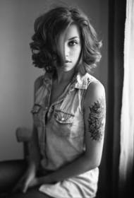 Sexy beauty fashion arm black and white tattoo picture