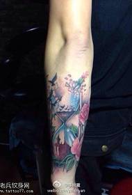 Arm color hourglass rose tattoo picture