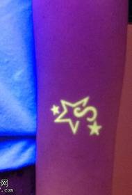 Arm fluorescent pentagram tattoo pattern