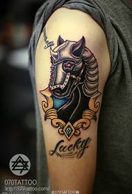 Red-eyed cavalry horse head tattoo pattern