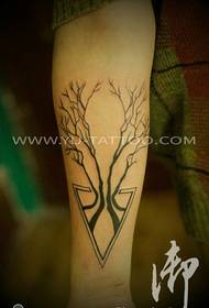 Arm personality line tree tattoo pattern