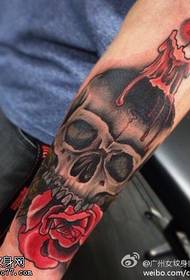 Arm skull rose flower candle tattoo pattern