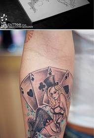 Sexy enchanting glamorous poker girl tattoo pattern