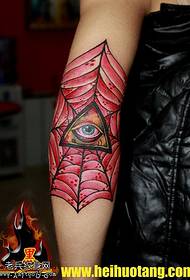 Ragnatela rosso rosso onnisciente tatuaggio modello occhio