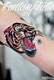 Paže barevné osobnosti tygří hlavy tetování vzor