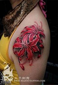 Arm colored flower tattoo pattern