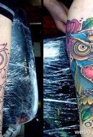 Leg color owl key rose tattoo tattoo